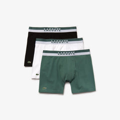 Mens Pack of 3 Casual Boxers | Lacoste Green / White / Black • Vzr