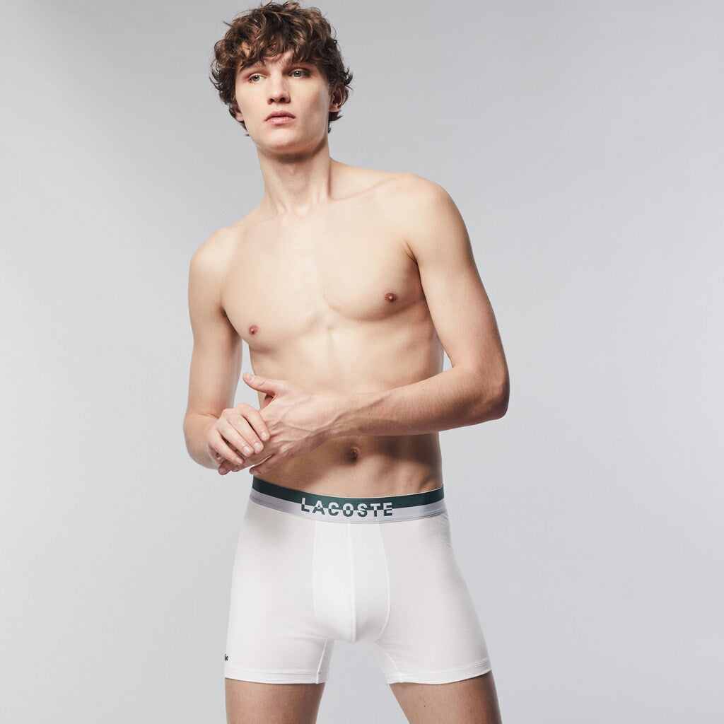 Mens Pack of 3 Casual Boxers | Lacoste Green / White / Black • Vzr