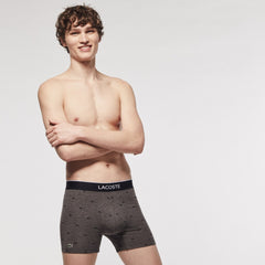 Mens Pack of 3 Long Boxer Briefs | Lacoste Black / Grey Chine • Vdp