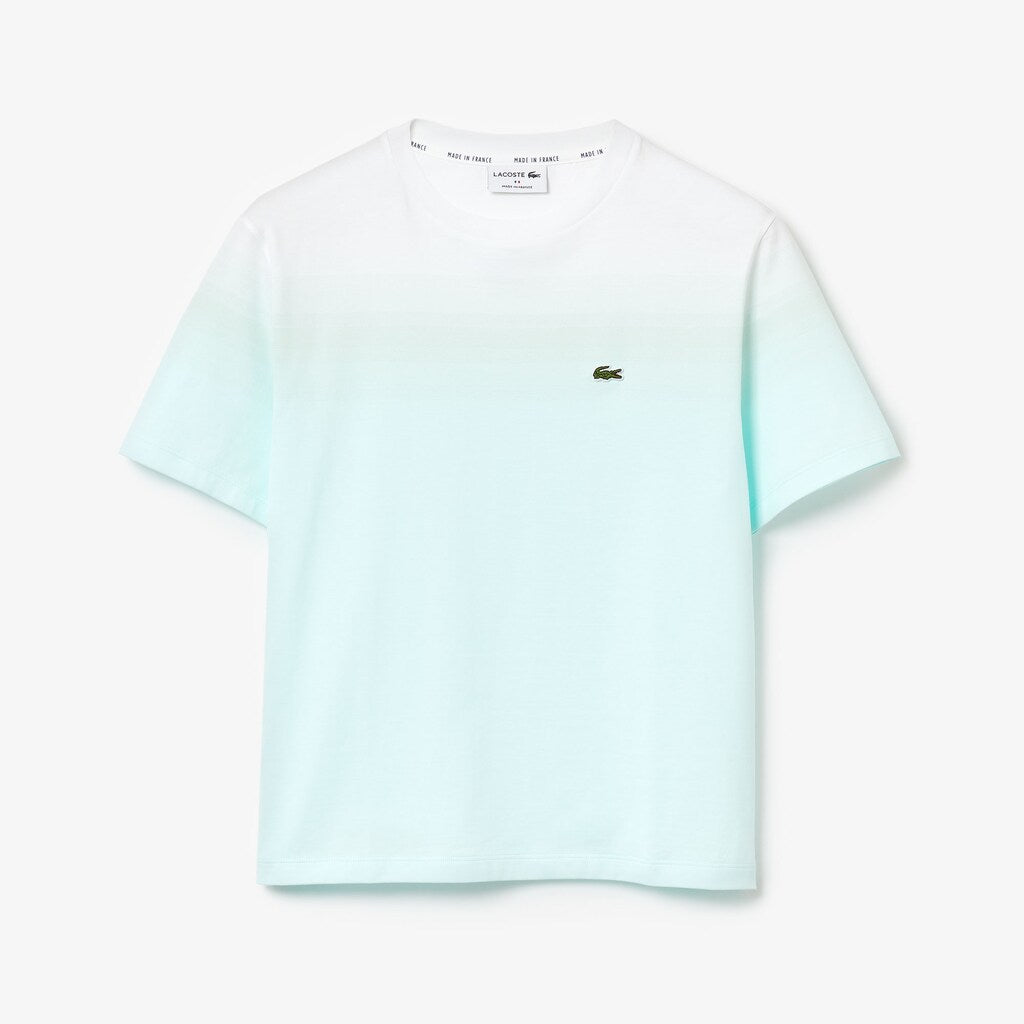 Womens Wo  Made in France Crew Neck Organic Cotton T-shirt | Lacoste Turquoise / Light Green / White • Kj4