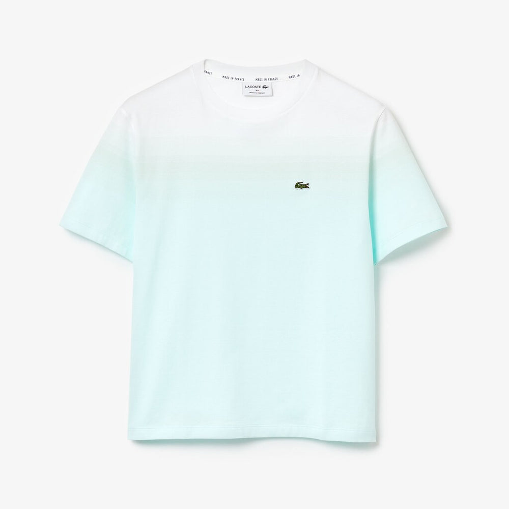 Womens Wo  Made in France Crew Neck Organic Cotton T-shirt | Lacoste Turquoise / Light Green / White • Kj4