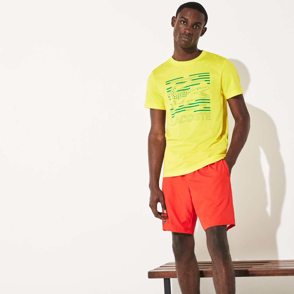 Mens   SPORT Ultra-Dry Graphic Tee | Lacoste Yellow / Turquoise • Xwp