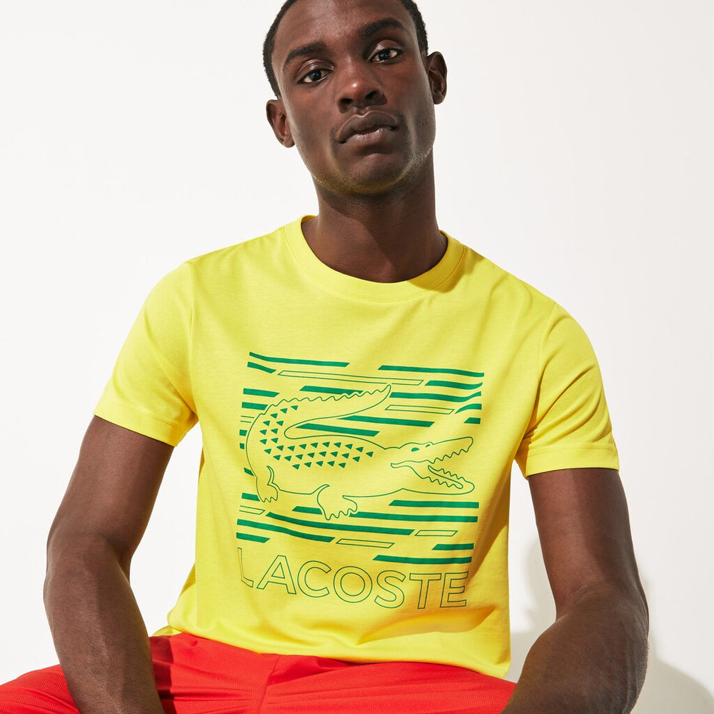 Mens   SPORT Ultra-Dry Graphic Tee | Lacoste Yellow / Turquoise • Xwp