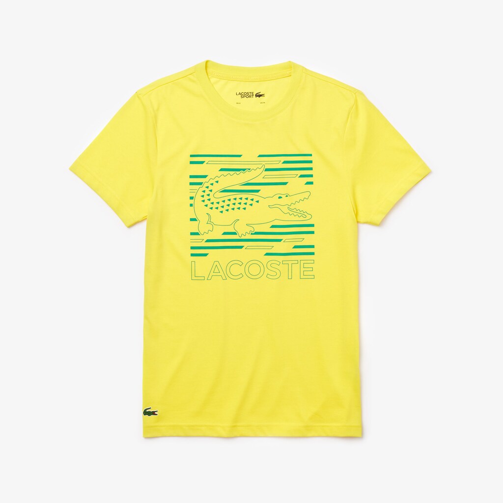 Mens   SPORT Ultra-Dry Graphic Tee | Lacoste Yellow / Turquoise • Xwp