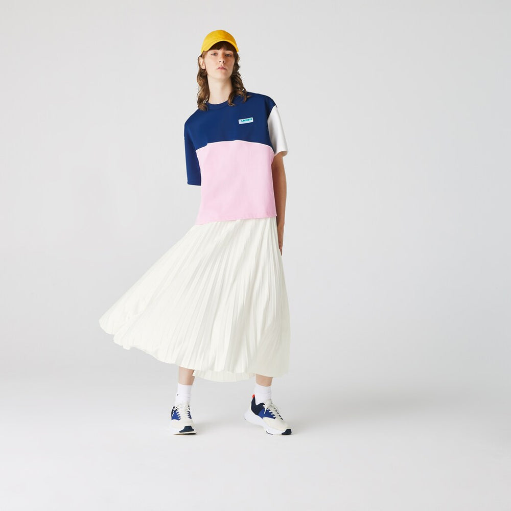 Womens Wo  Branded Elasticised Pleated Skirt | Lacoste White • 70V