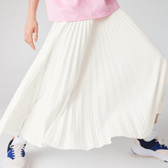 Womens Wo  Branded Elasticised Pleated Skirt | Lacoste White • 70V
