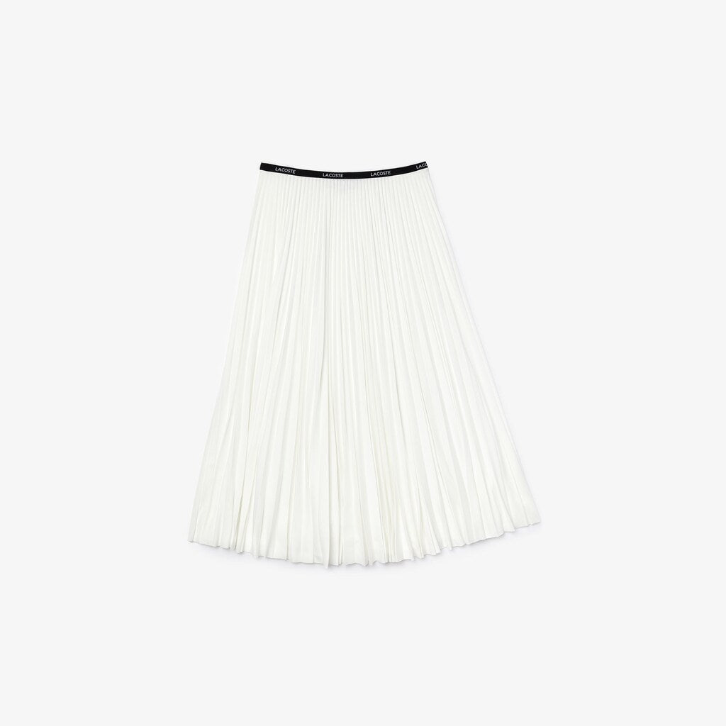 Womens Wo  Branded Elasticised Pleated Skirt | Lacoste White • 70V