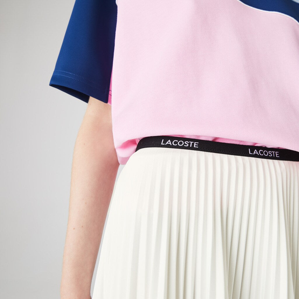 Womens Wo  Branded Elasticised Pleated Skirt | Lacoste White • 70V