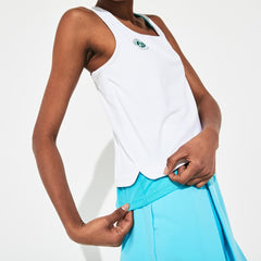 Womens Wo  SPORT Roland Garros Performance Tank Top | Lacoste White / Turquoise / Green • Ypk
