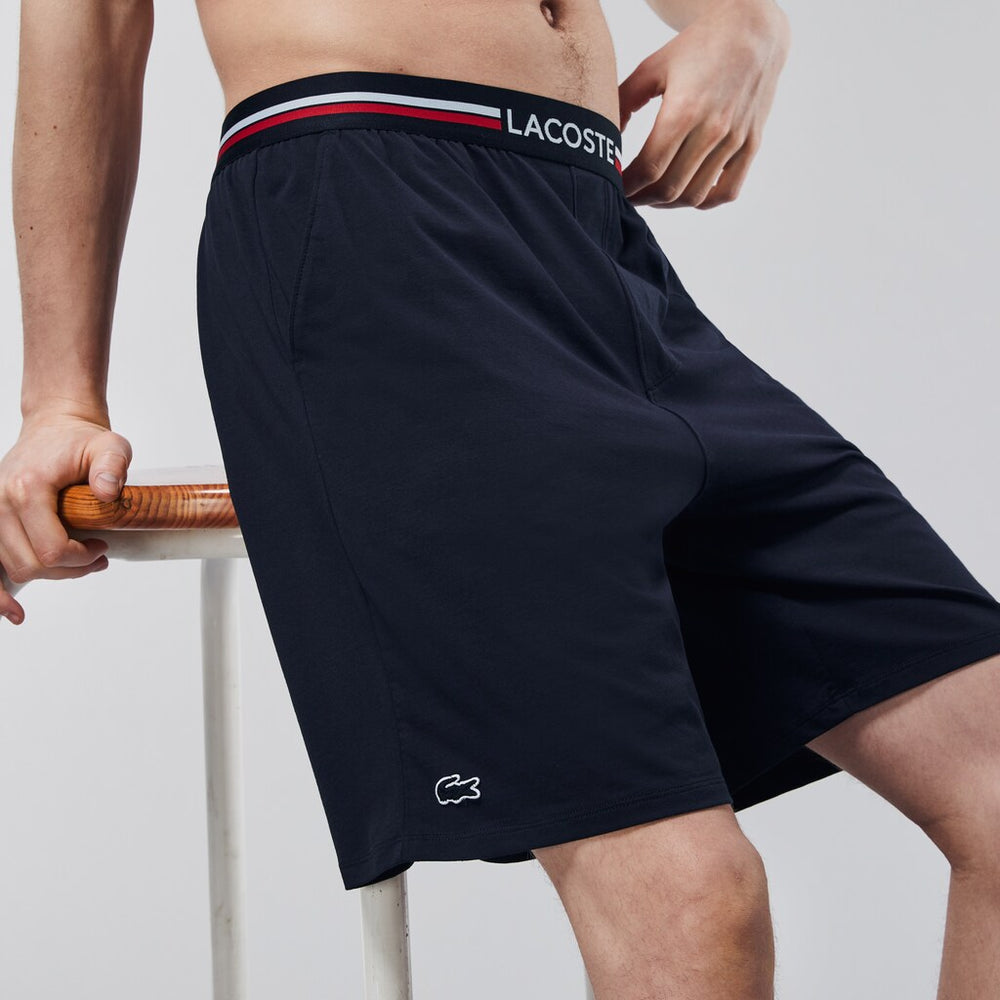 Mens   Striped-Waist Long Boxer Briefs | Lacoste Navy Blue • 166