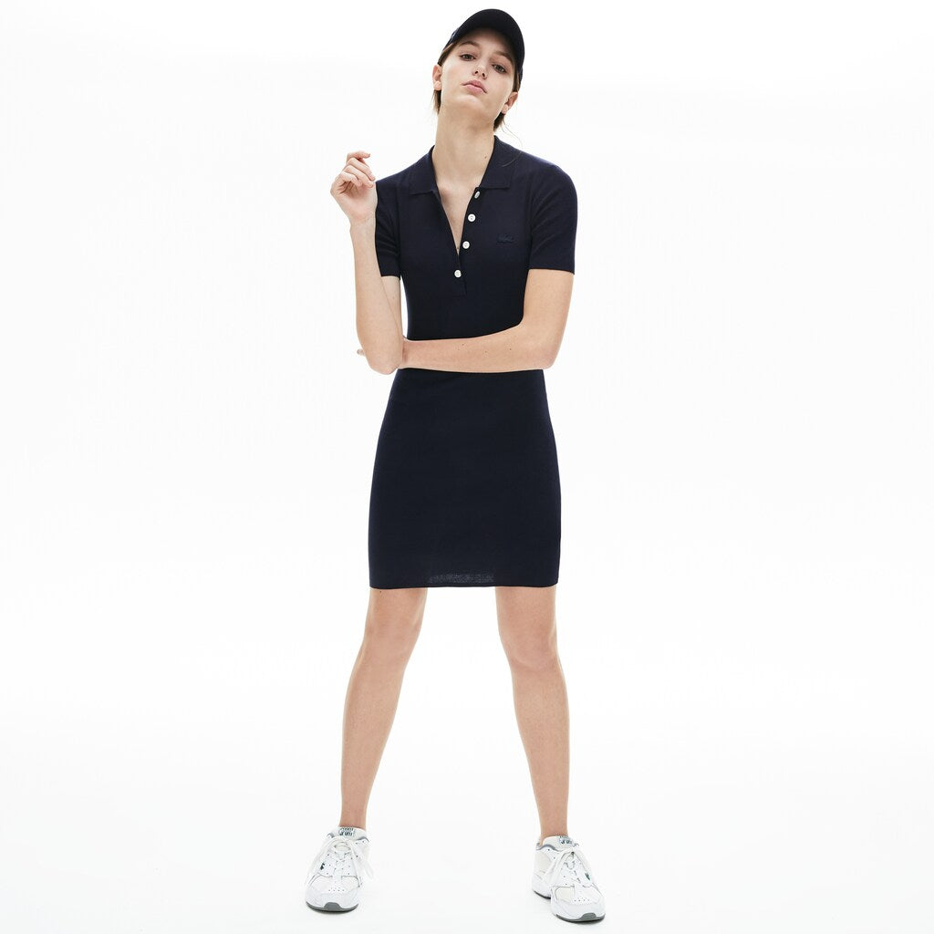 Womens Wo  Knit Polo Dress | Lacoste Navy Blue • 166