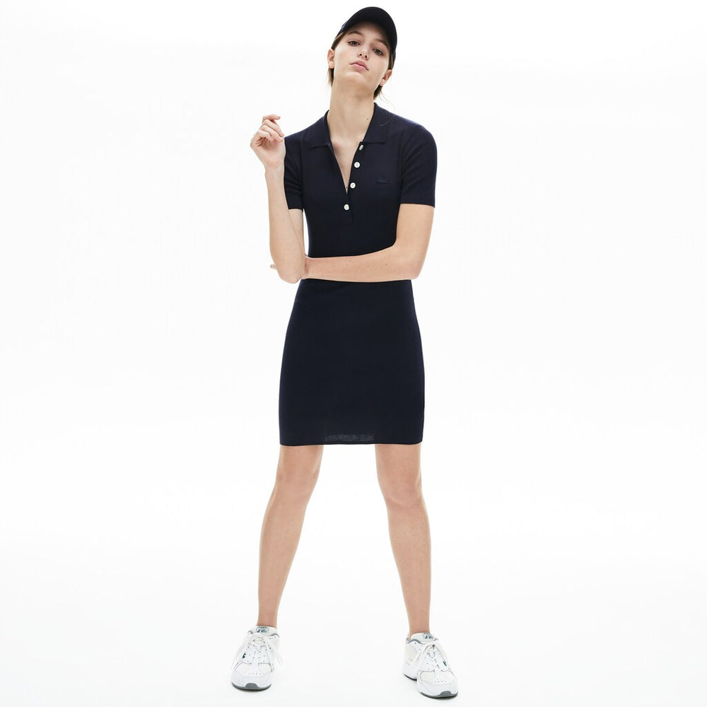 Womens Wo  Knit Polo Dress | Lacoste Navy Blue • 166