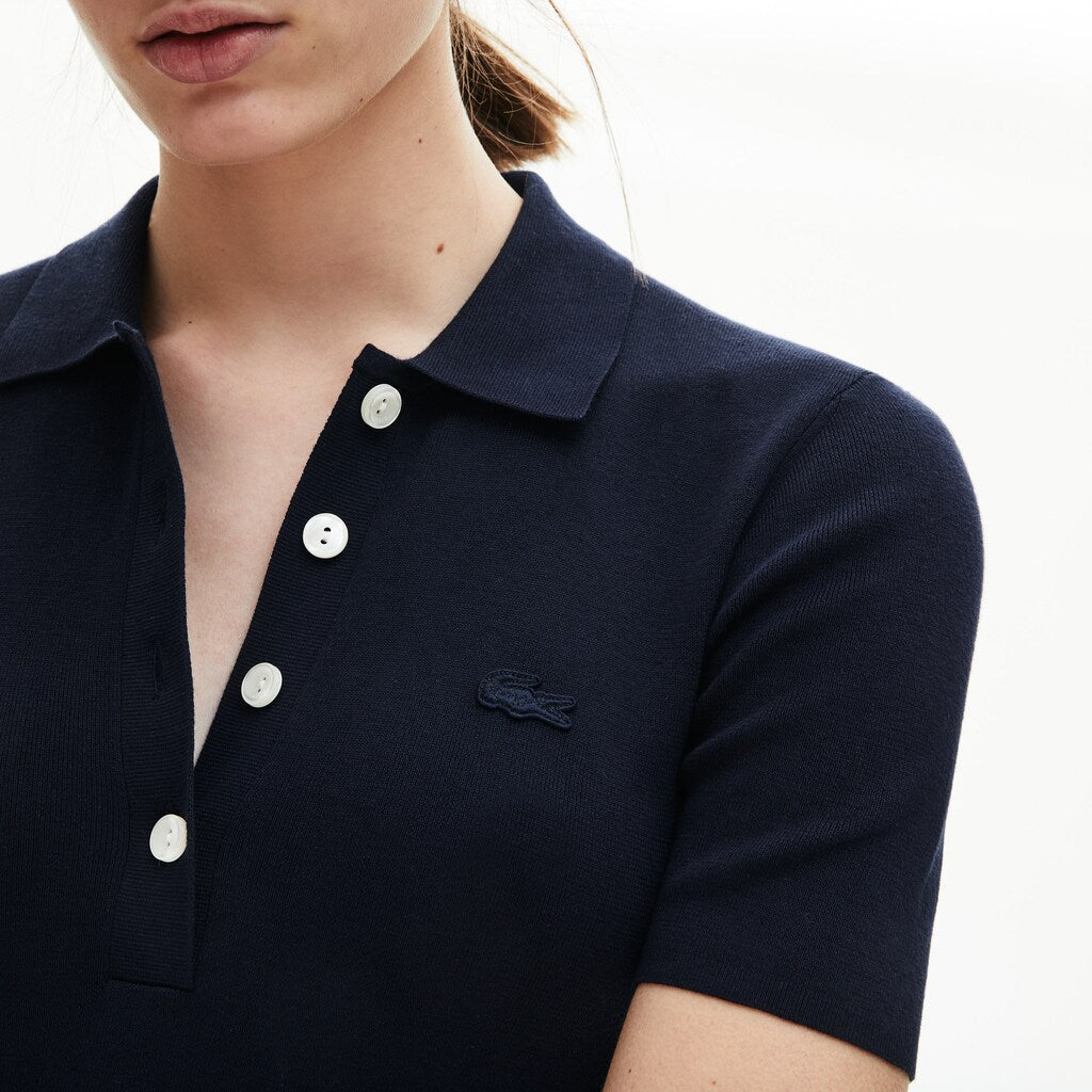 Womens Wo  Knit Polo Dress | Lacoste Navy Blue • 166