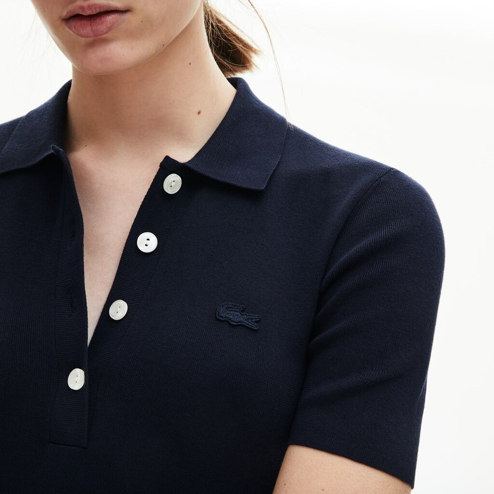 Womens Wo  Knit Polo Dress | Lacoste Navy Blue • 166