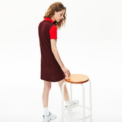 Womens Wo  Color-Blocked Stretch Cotton Polo Dress | Lacoste Bordeaux / Beige / Red • R9B