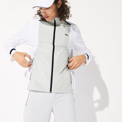 Mens   SPORT Light Water-Resistant Zip Golf Jacket | Lacoste White / Light Grey / Navy Blue / Red • Xu7