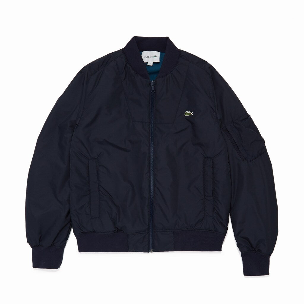 Mens   Reversible Quilted Solid Or Colourblock Bomber Jacket | Lacoste Navy Blue / Red • W73
