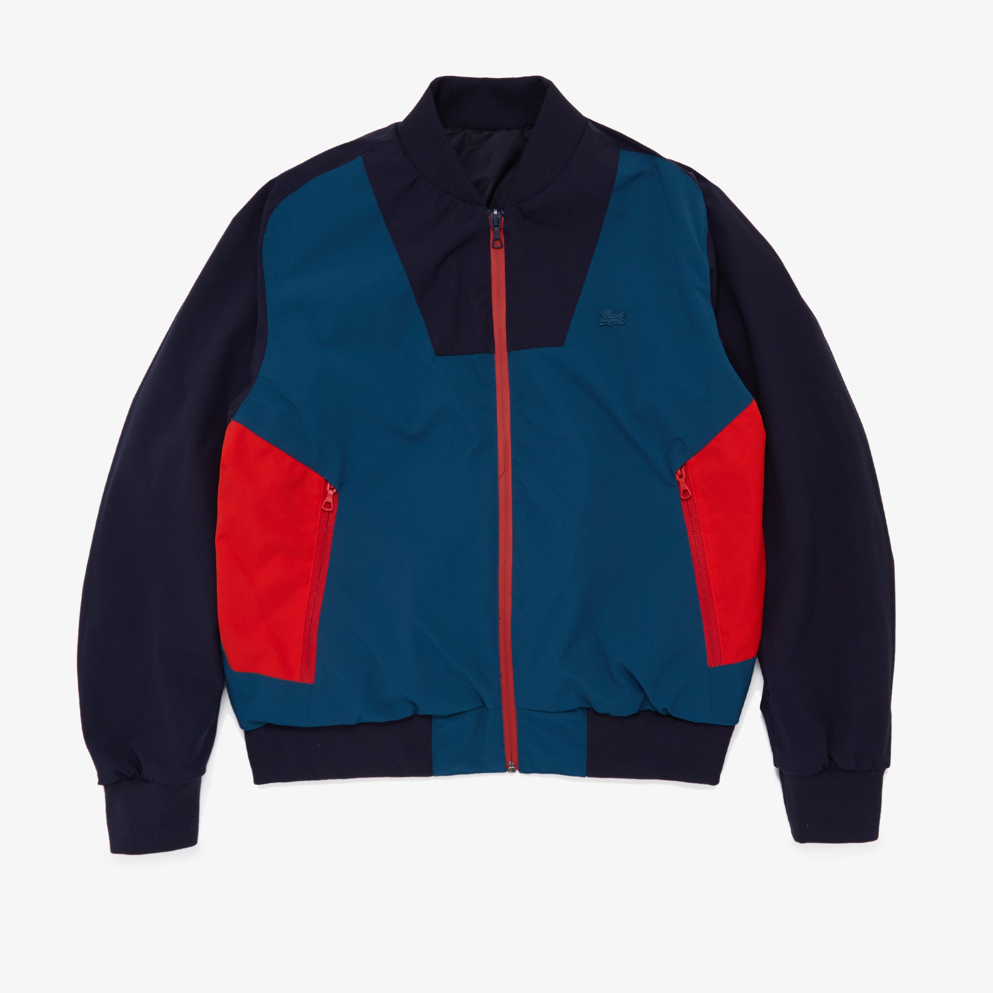 Mens   Reversible Quilted Solid Or Colourblock Bomber Jacket | Lacoste Navy Blue / Red • W73