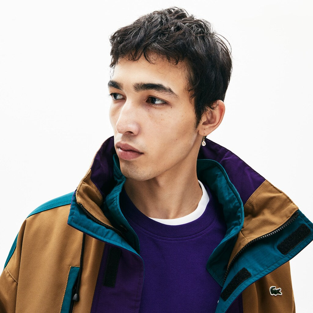 Mens   LIVE Color-Block Parka | Lacoste Brown / Purple / Green • Wcf
