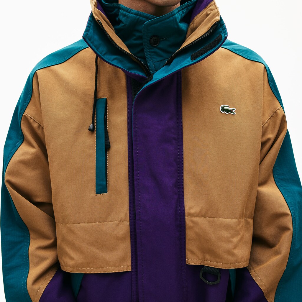 Mens   LIVE Color-Block Parka | Lacoste Brown / Purple / Green • Wcf