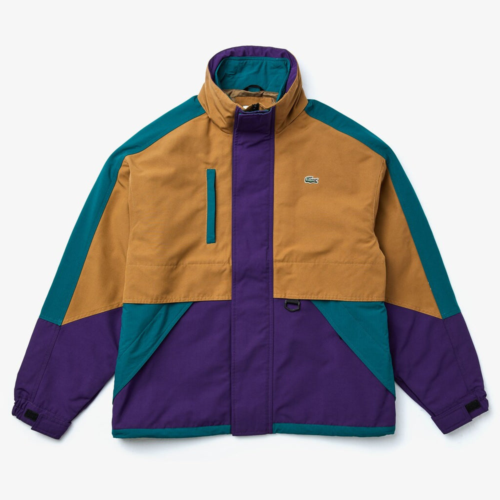 Mens   LIVE Color-Block Parka | Lacoste Brown / Purple / Green • Wcf