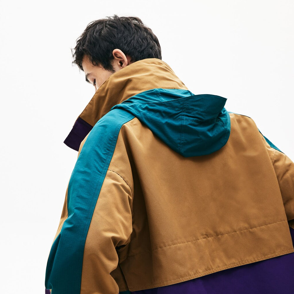 Mens   LIVE Color-Block Parka | Lacoste Brown / Purple / Green • Wcf
