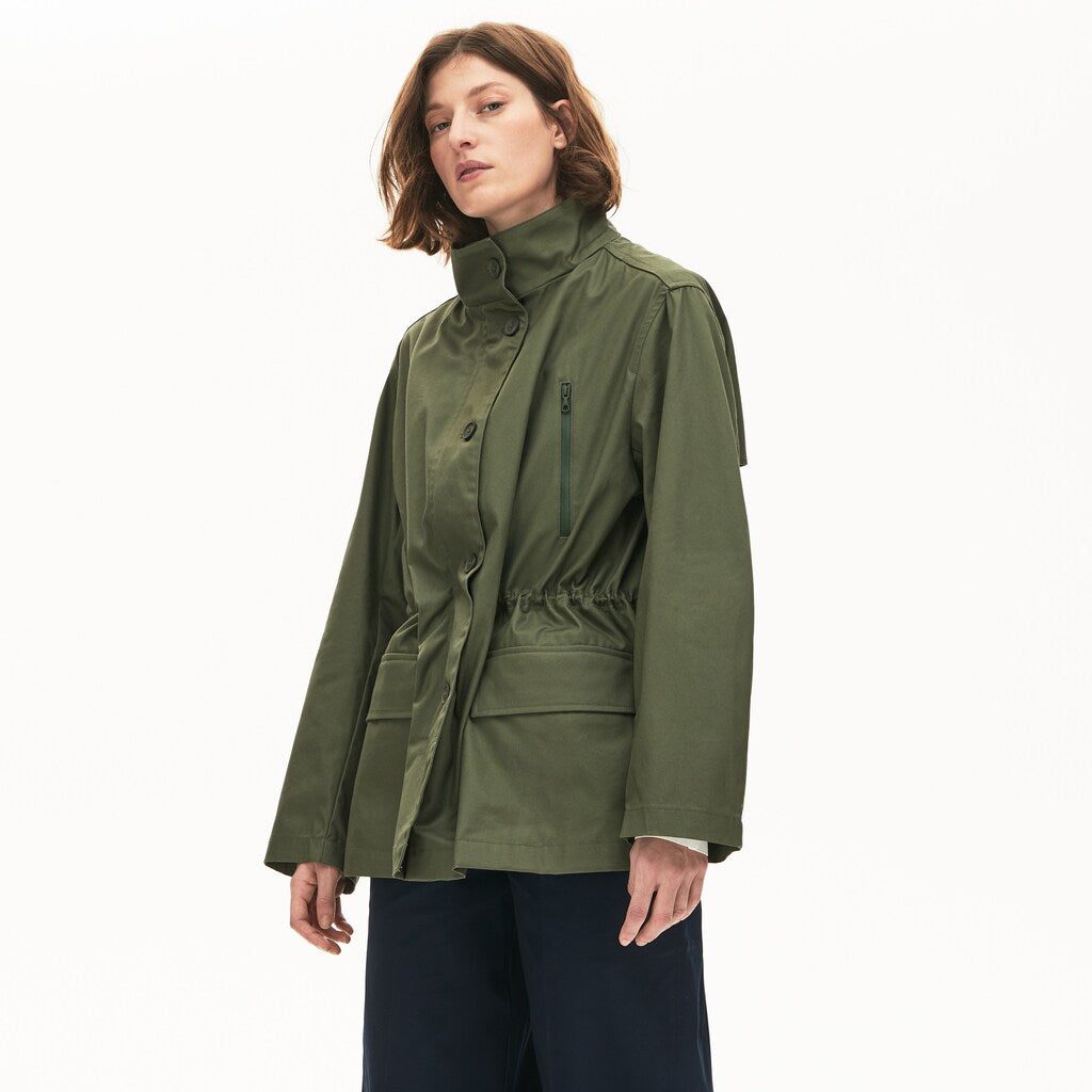 Womens Wo  Flared Water-Resistant Parka | Lacoste Khaki Green • Xzd