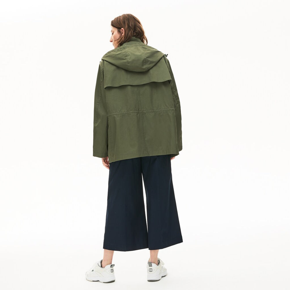 Womens Wo  Flared Water-Resistant Parka | Lacoste Khaki Green • Xzd