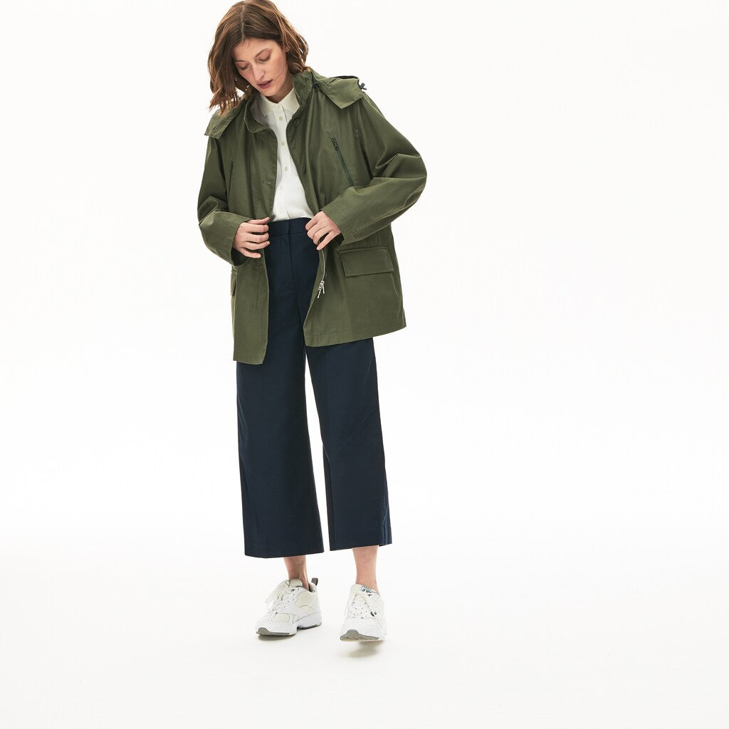 Womens Wo  Flared Water-Resistant Parka | Lacoste Khaki Green • Xzd