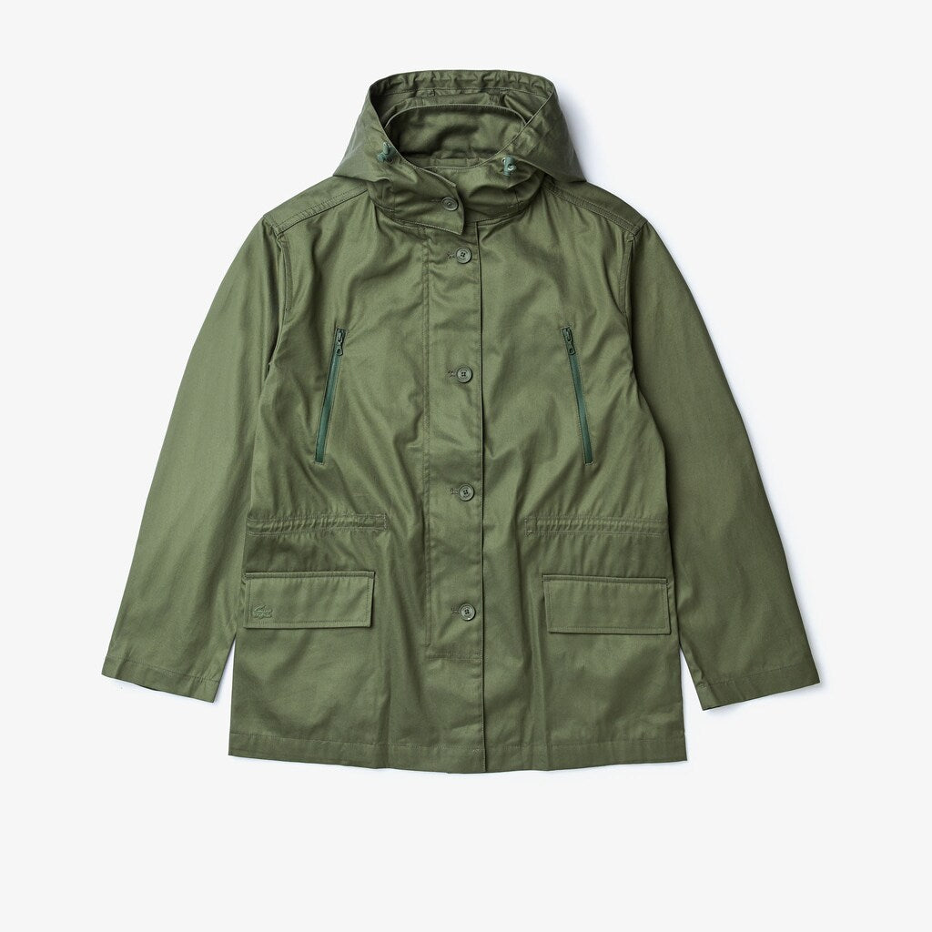 Womens Wo  Flared Water-Resistant Parka | Lacoste Khaki Green • Xzd