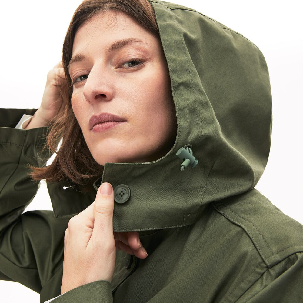 Womens Wo  Flared Water-Resistant Parka | Lacoste Khaki Green • Xzd