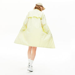 Womens Wo  Water-Resistant Long Nylon Parka | Lacoste White / Flashy Yellow • Xe8