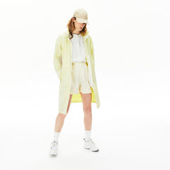 Womens Wo  Water-Resistant Long Nylon Parka | Lacoste White / Flashy Yellow • Xe8