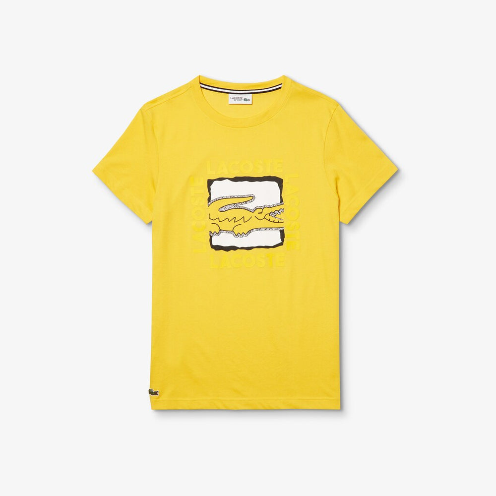 Mens   SPORT Ultra-Dry Graphic Tee | Lacoste Yellow / Black / White • Ruz