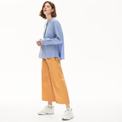 Womens Wo  Buttoned Mao Collar Linen Blouse | Lacoste Purple • Z0G