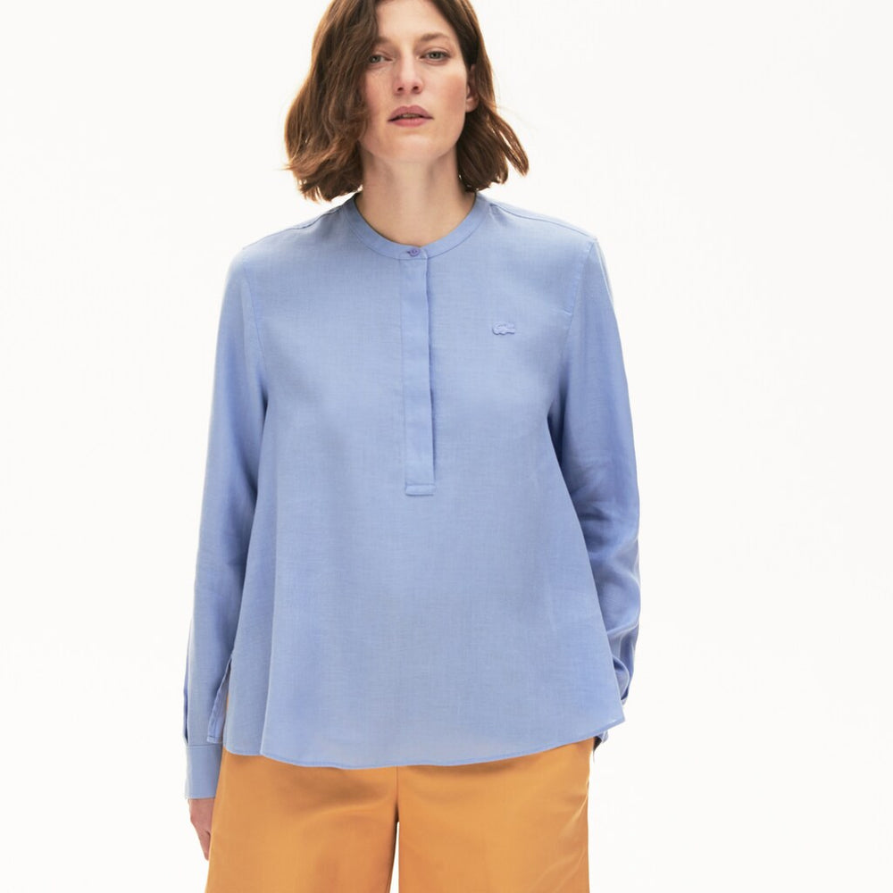 Womens Wo  Buttoned Mao Collar Linen Blouse | Lacoste Purple • Z0G