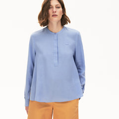 Womens Wo  Buttoned Mao Collar Linen Blouse | Lacoste Purple • Z0G