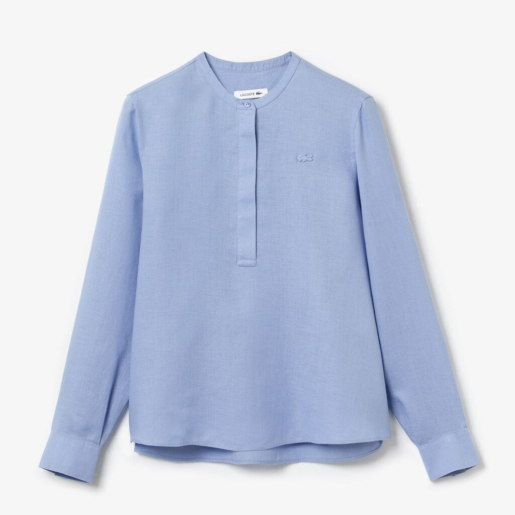 Womens Wo  Buttoned Mao Collar Linen Blouse | Lacoste Purple • Z0G