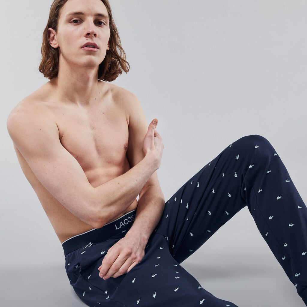 Mens Printed Jersey Pyjama Trousers | Lacoste Navy Blue • 166