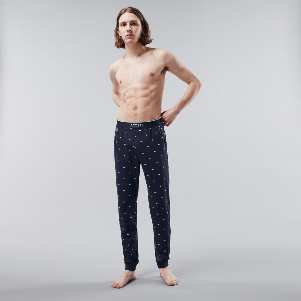 Mens Printed Jersey Pyjama Trousers | Lacoste Navy Blue • 166