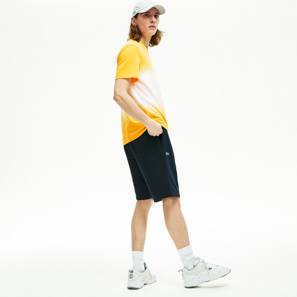 Mens   Oversized Crocodile Print Cotton Fleece Bermudas | Lacoste Navy Blue • 166
