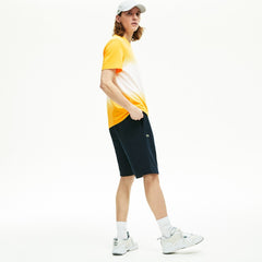 Mens   Oversized Crocodile Print Cotton Fleece Bermudas | Lacoste Navy Blue • 166