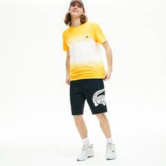 Mens   Oversized Crocodile Print Cotton Fleece Bermudas | Lacoste Navy Blue • 166