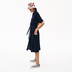 Womens Wo  Cotton Piqué Belted Polo Dress | Lacoste Navy Blue • 166