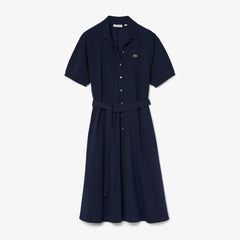 Womens Wo  Cotton Piqué Belted Polo Dress | Lacoste Navy Blue • 166