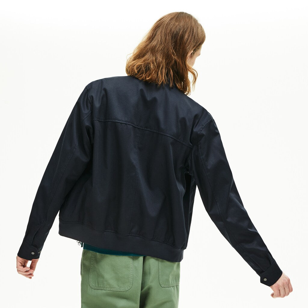 Mens   Lightweight Cotton Zip Harrington Jacket | Lacoste Navy Blue • Mxq