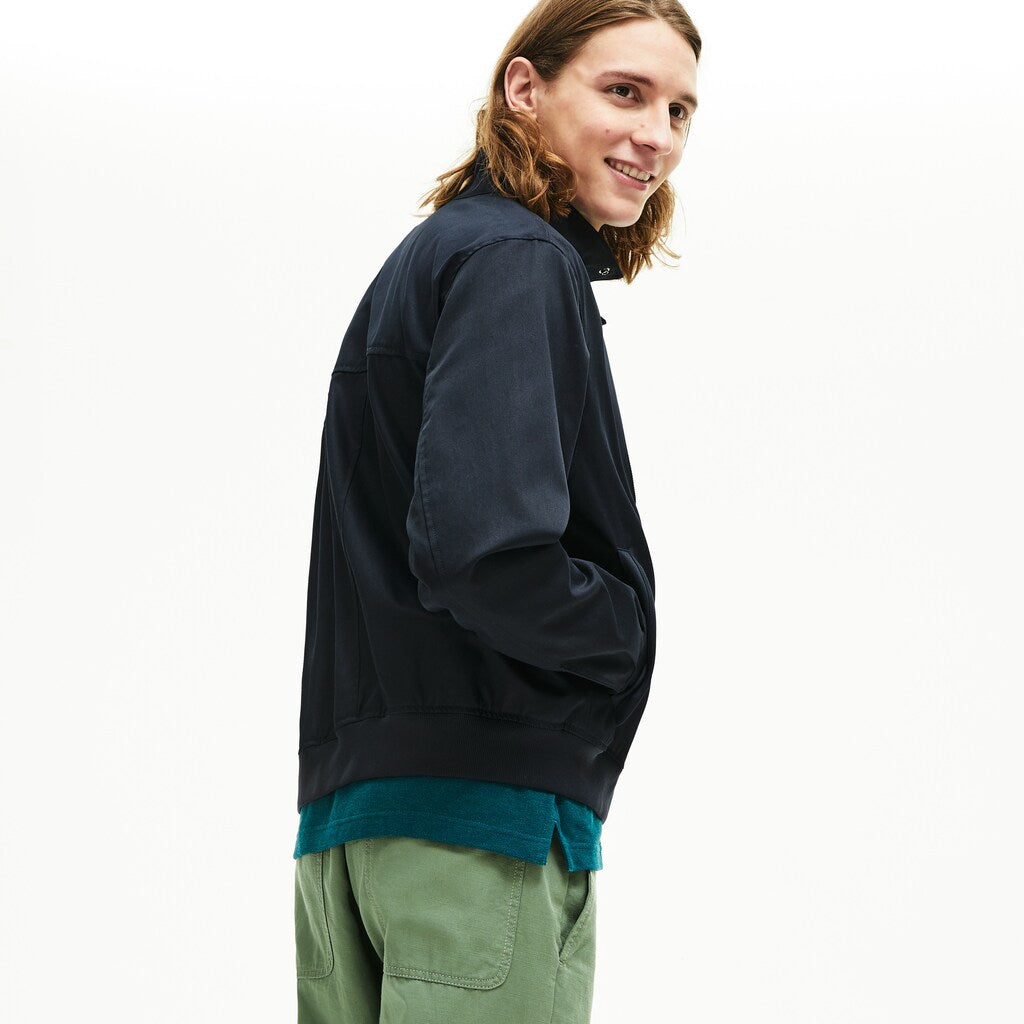 Mens   Lightweight Cotton Zip Harrington Jacket | Lacoste Navy Blue • Mxq