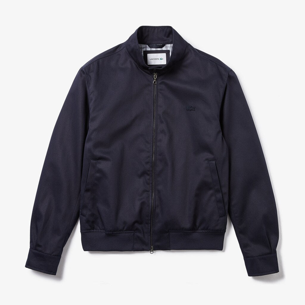 Mens   Lightweight Cotton Zip Harrington Jacket | Lacoste Navy Blue • Mxq