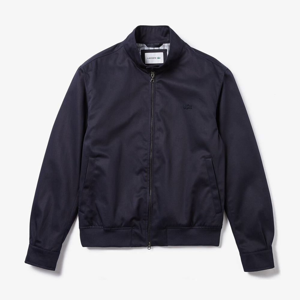 Mens   Lightweight Cotton Zip Harrington Jacket | Lacoste Navy Blue • Mxq