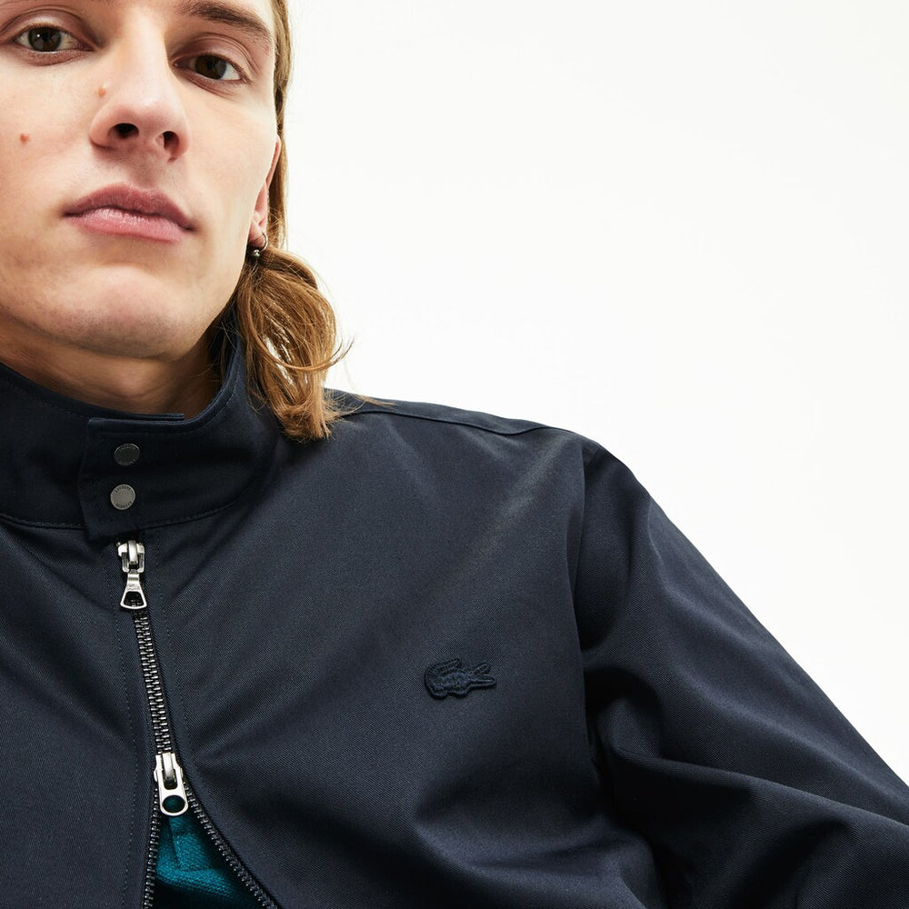 Mens   Lightweight Cotton Zip Harrington Jacket | Lacoste Navy Blue • Mxq